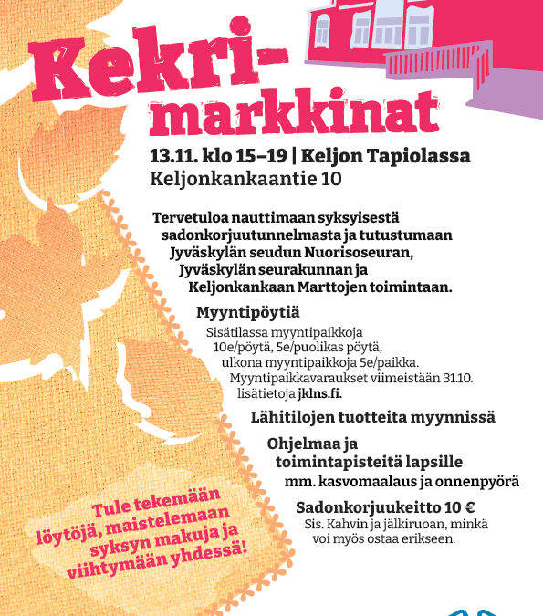 ✨Tervetuloa Kekri-markkinoille Keljon Tapiolaan pe 13.11.2026 klo 15-19 ✨ -Varaa myyntipaikkasi täältä!