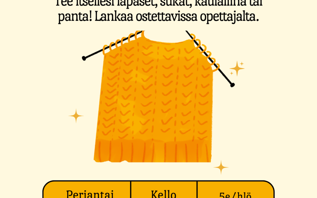 Tervetuloa käsityöpajaan Keljon Tapiolaan perjantaina 6.11. klo 10-14!